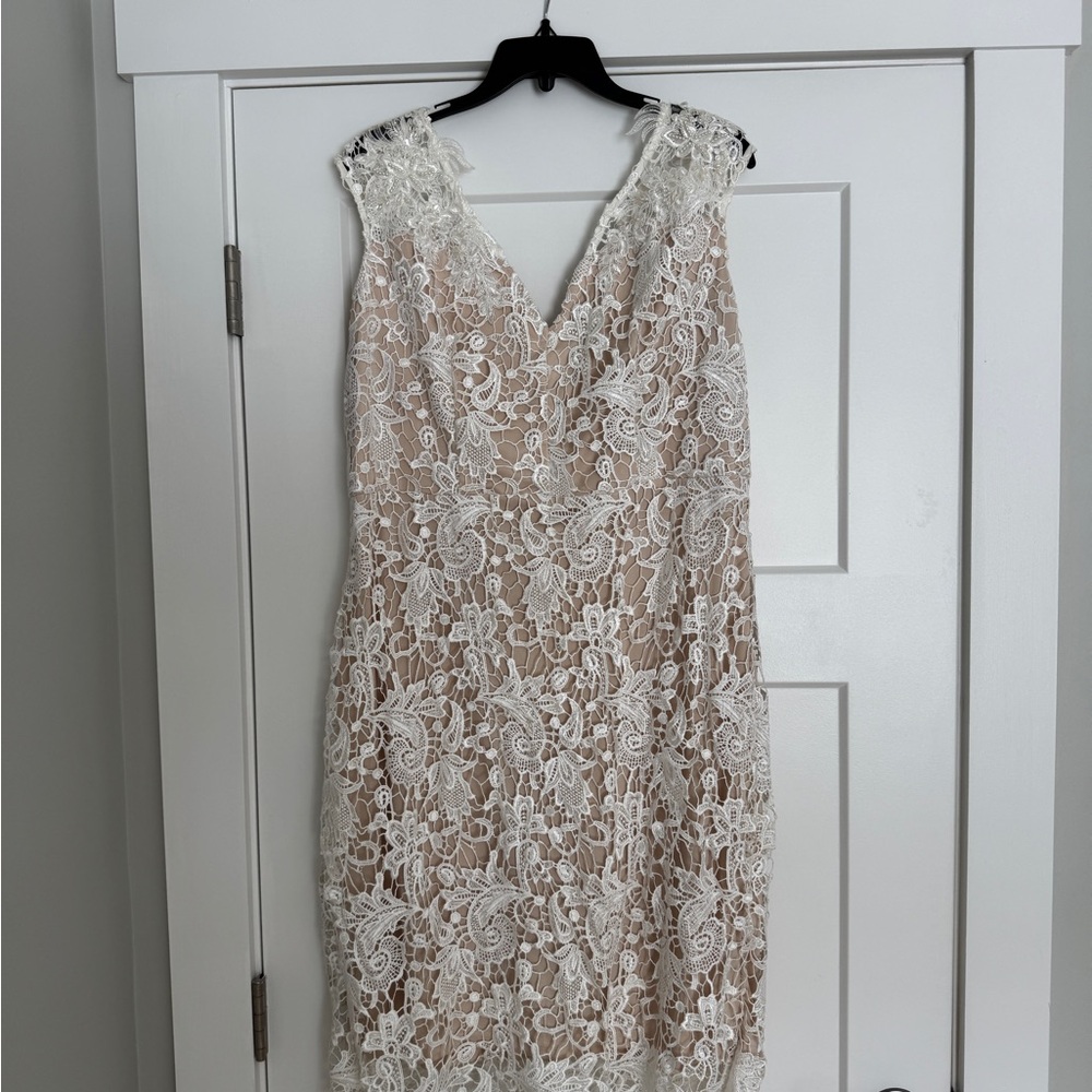 Impressions White Lace Overlay Mini Dress